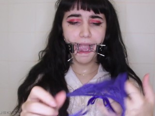 pee desperation + panties mouth stuffing + gag (preview) -Succubus Kitty