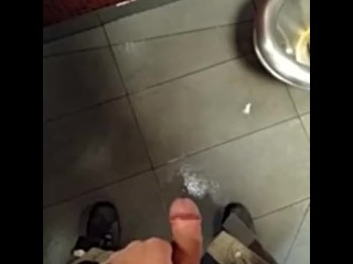 Pee on the floor in public toilet