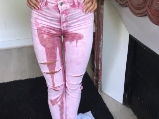 Super Cute Girl Pees Her White Pants